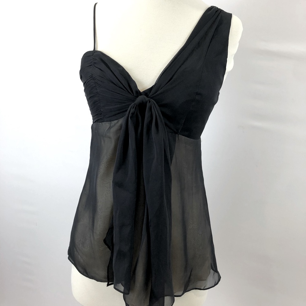 Black Halo silk a symmetrical spaghetti strap top